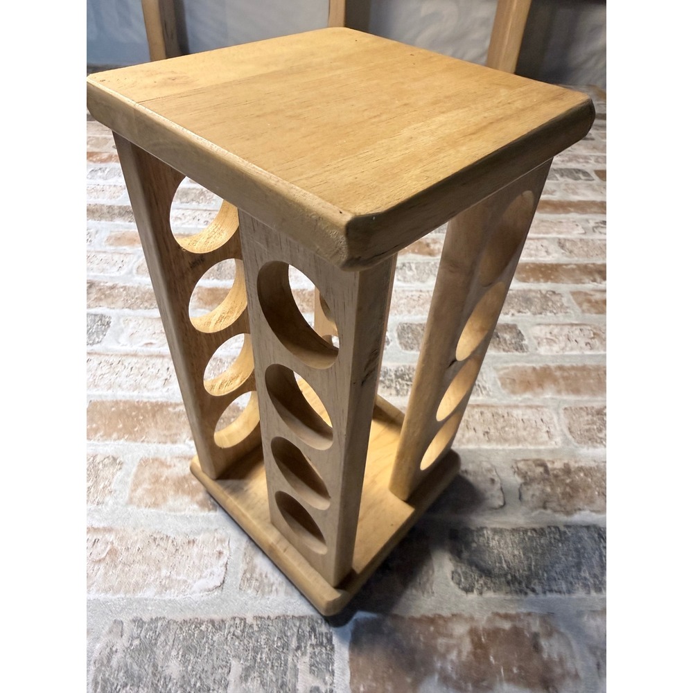 Winsome Wood Rotating 16 Jar Spice Rack Square Natural Wood Lazy Susan Organizer